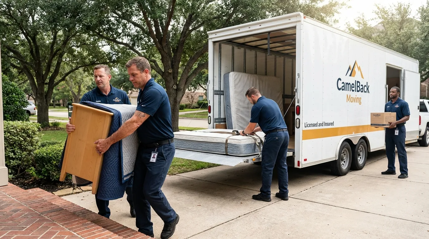 Crew loading residential truck for cross-state move from Mount Morris, IL